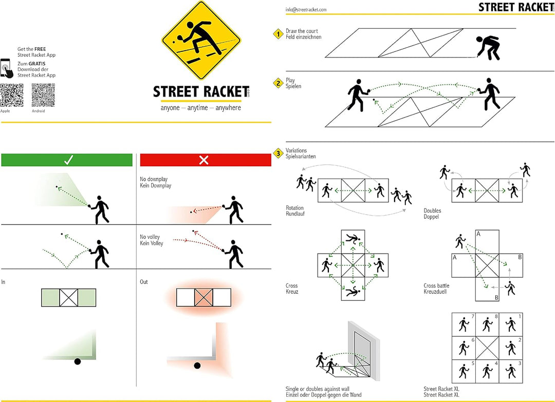 Street Racket Schulset, 24 Holzschläger, 24 Softbälle, Strassenmalkreide zur Spielfeldmarkierung, ve