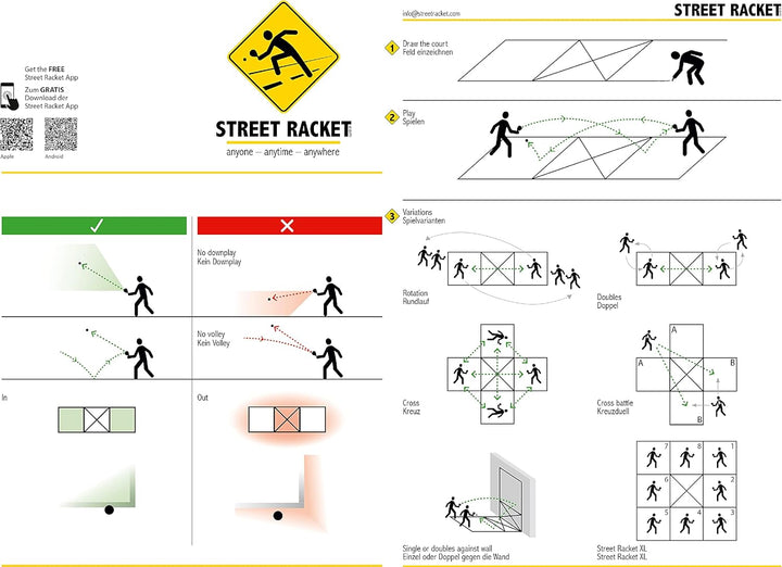 Street Racket Schulset, 24 Holzschläger, 24 Softbälle, Strassenmalkreide zur Spielfeldmarkierung, ve