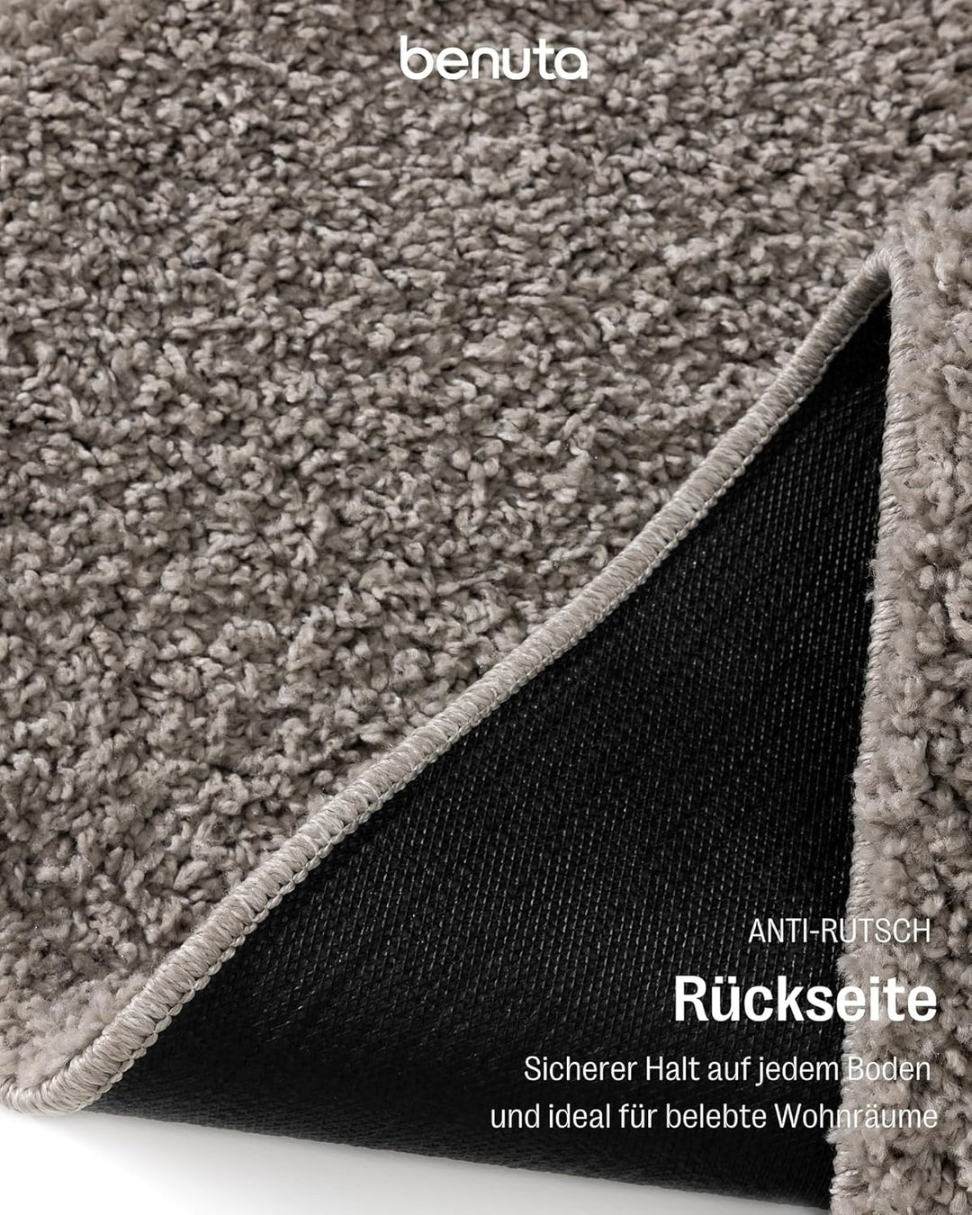 Benuta Hochflorteppich Soho Shaggy Hochflor Wohnzimmer Flauschig Modern Waschbar Hellgrau 80x300 cm