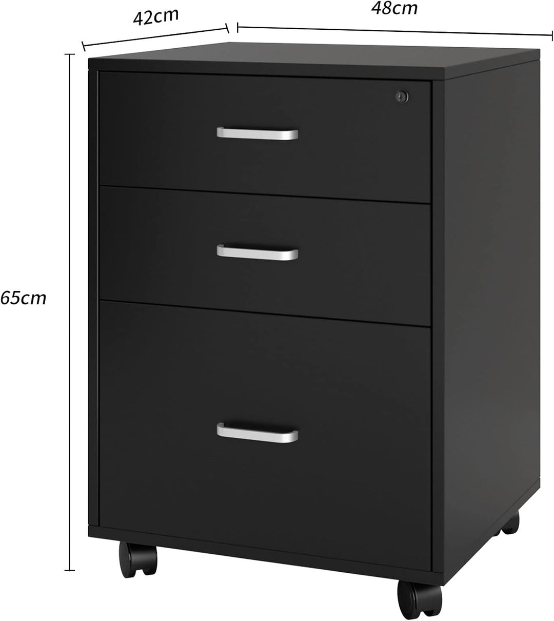 sogesfurniture Rollcontainer, Aktenschrank, Büroschrank, Aufbewahrungsschrank auf Rollen, abschliess
