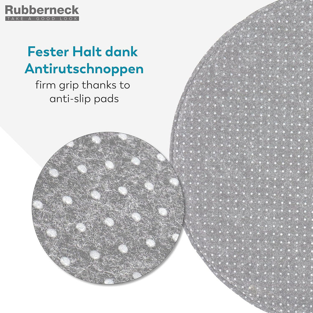 Rubberneck 8er Set rutschfeste Filz Sitzkissen rund, Stuhlkissen mit Antirutsch-Noppen, hellgrau Hel