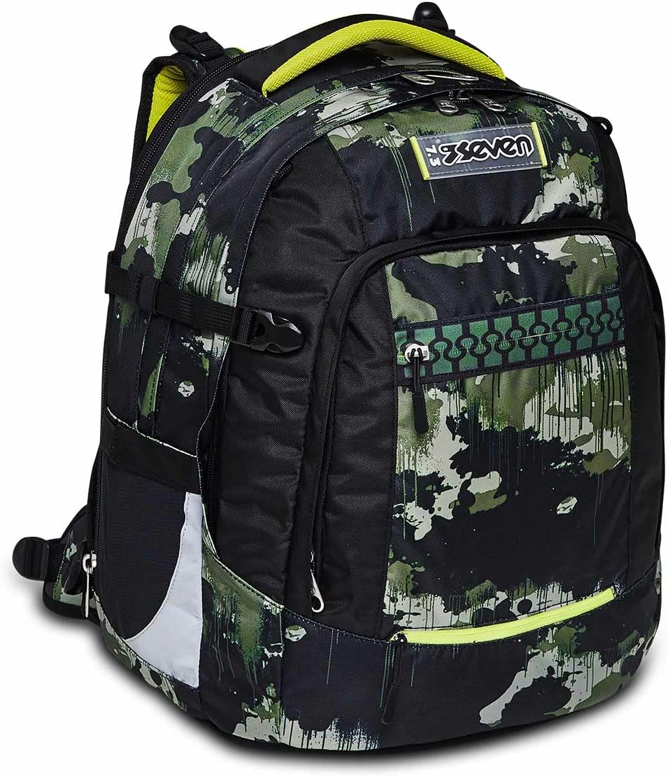 Seven Schulranzen ergonomisch, eweiterbar, anpassbar, Schulrucksack, Tornister mit verschiedenen Fäc