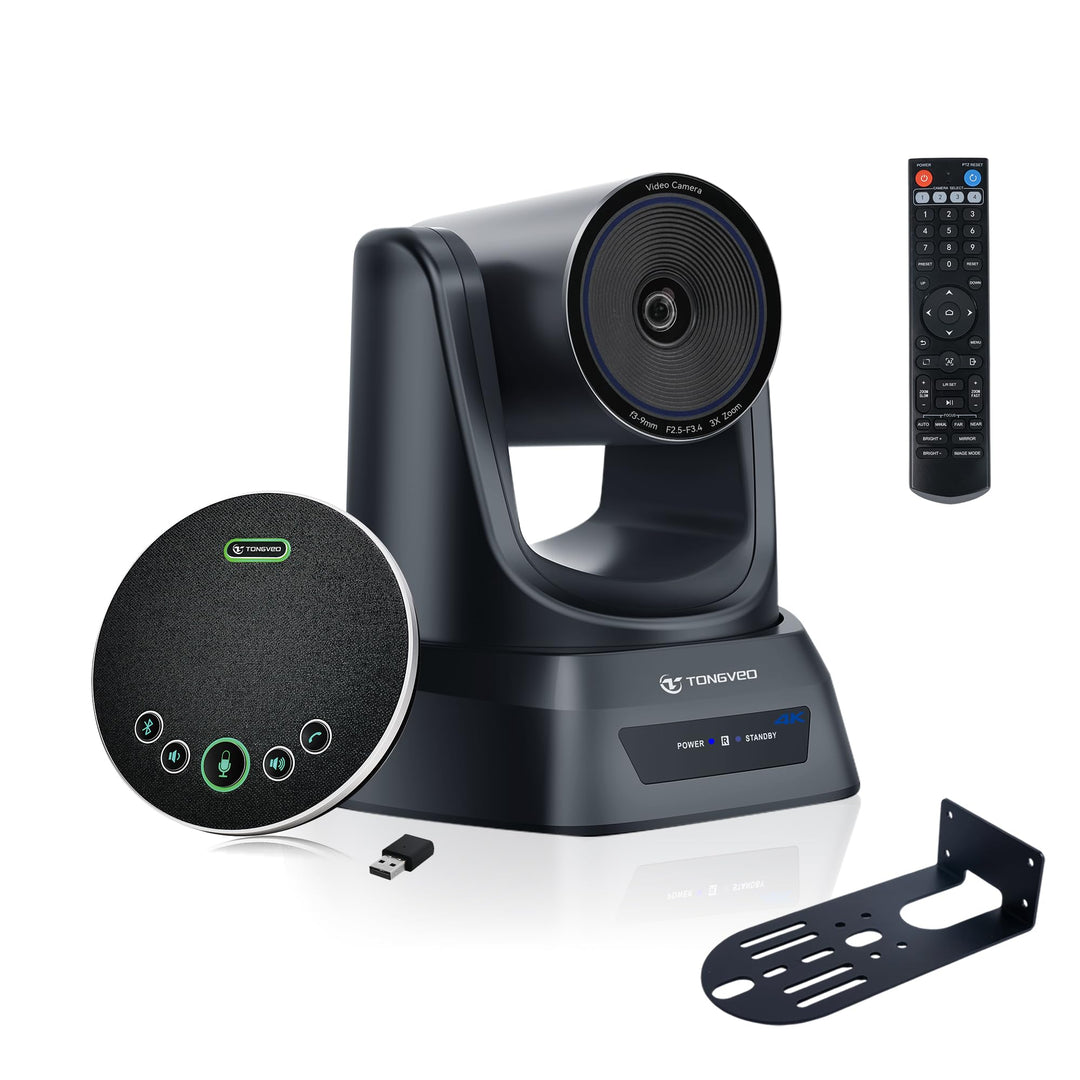 TONGVEO 4K PTZ-Konferenzkamerasystem, KI-Auto-Tracking, 3X Zoom, 4K PTZ-Kamera mit USB 3.0/HDMI & 93