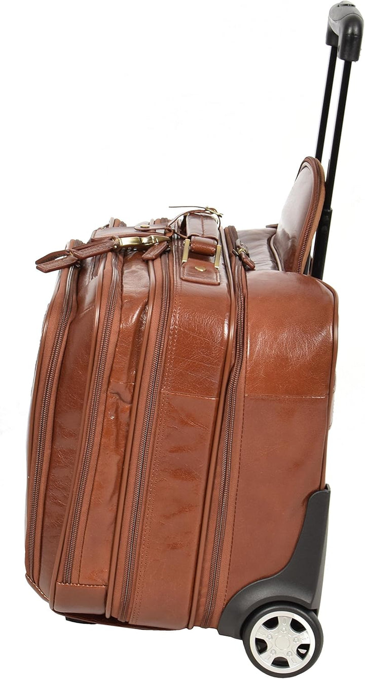 Echtes Kastanie Leder Pilotenkoffer Trolley Laptop Geschäft Reise Wochenende Kabine Tasche AL1