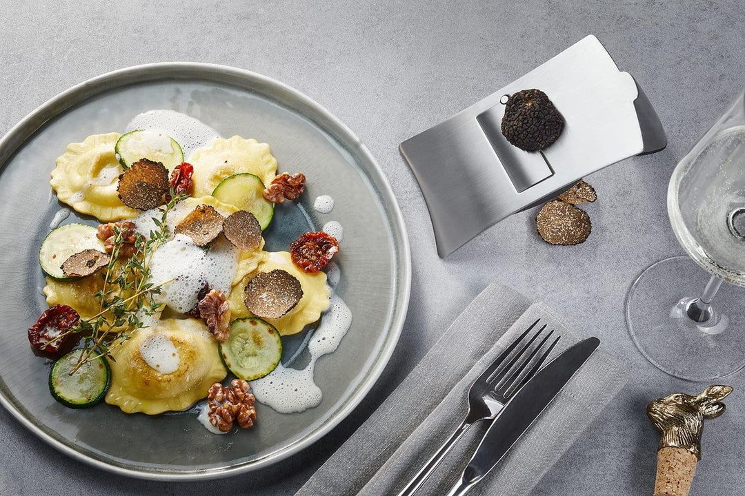 GEFU Gourmet-Hobel TARTUFOLO, verstellbarer Trüffel- und Käsehobel mit Spezial-Edelstahlklinge