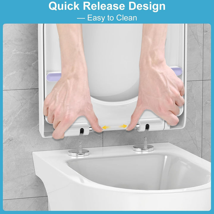 YEAUPE PRO Toilettendeckel mit Absenkautomatik D Form [KURZ] - 43,5×36,2 cm | WC Sitz mit Schnellver