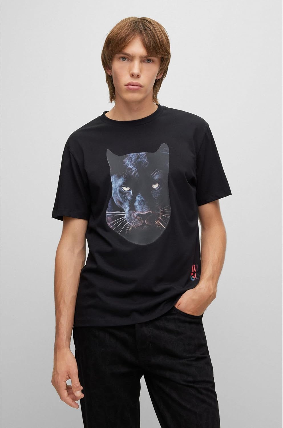 HUGO Herren Deetah T-Shirt aus Baumwoll-Jersey mit Jaglion-Print XS Black1, XS Black1