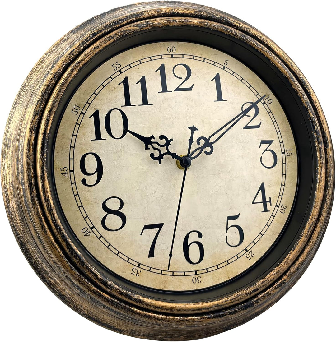 Plumeet Wanduhr Klassisch 25cm Ruhige Retro Wanduhr ohne Tickgeräusche für Wohnzimmer - Schlafzimmer