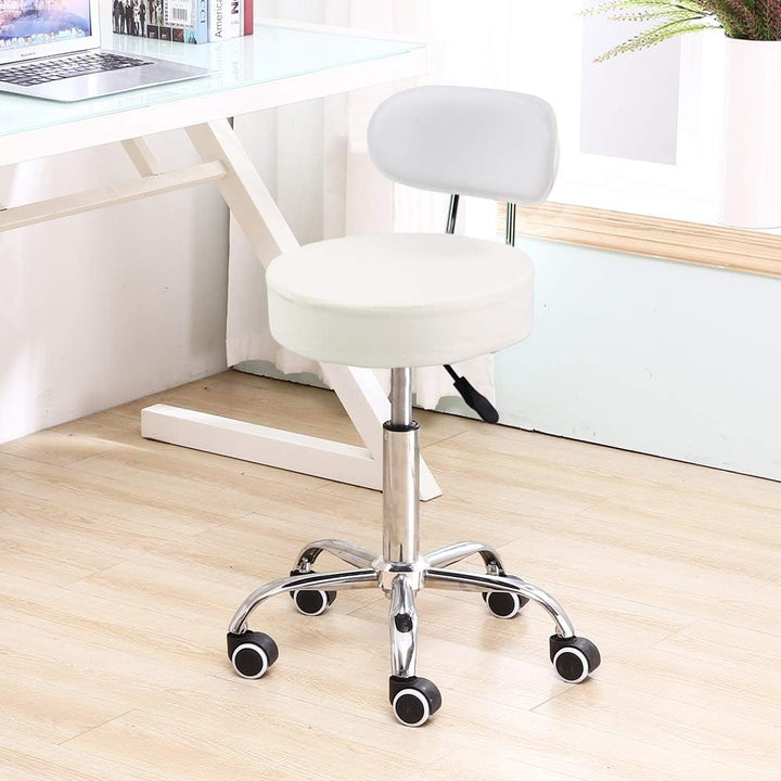 KKTONER Rollhocker mit Rückenlehne 360° drehbar Arbeitshocker höhenverstellbar 48-64cm für Büro Salo