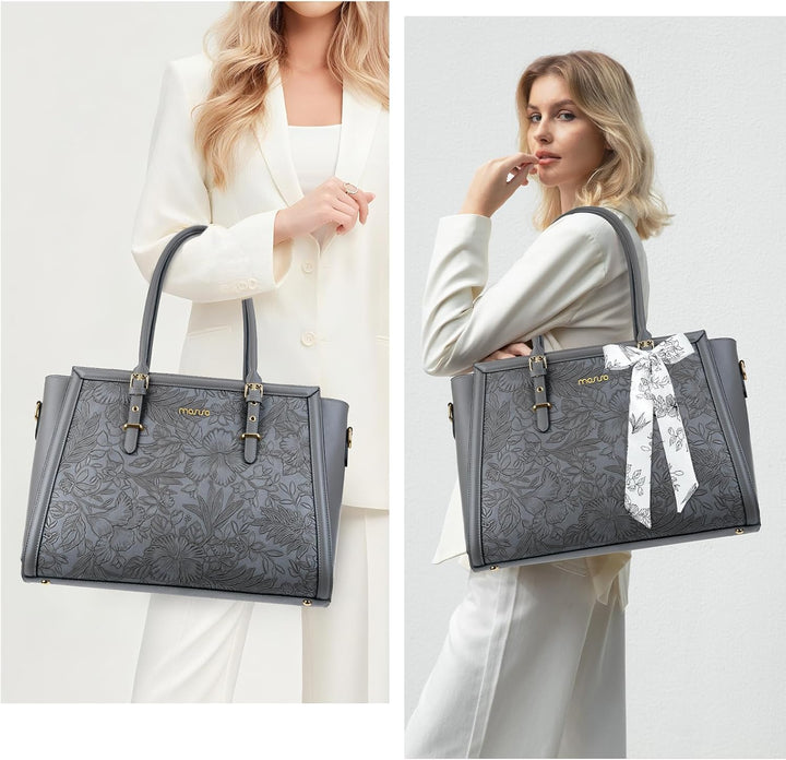 MOSISO Laptop Tasche für Frauen,17,3 Zoll PU Leder Tote Bag Kompatibel mit MacBook,HP,Dell,Asus Note