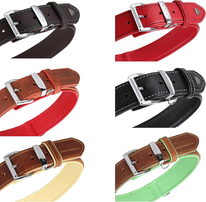MICHUR Classica Hundehalsband Leder, Lederhalsband Hund, Halsband, Braun, Leder, in verschiedenen Gr