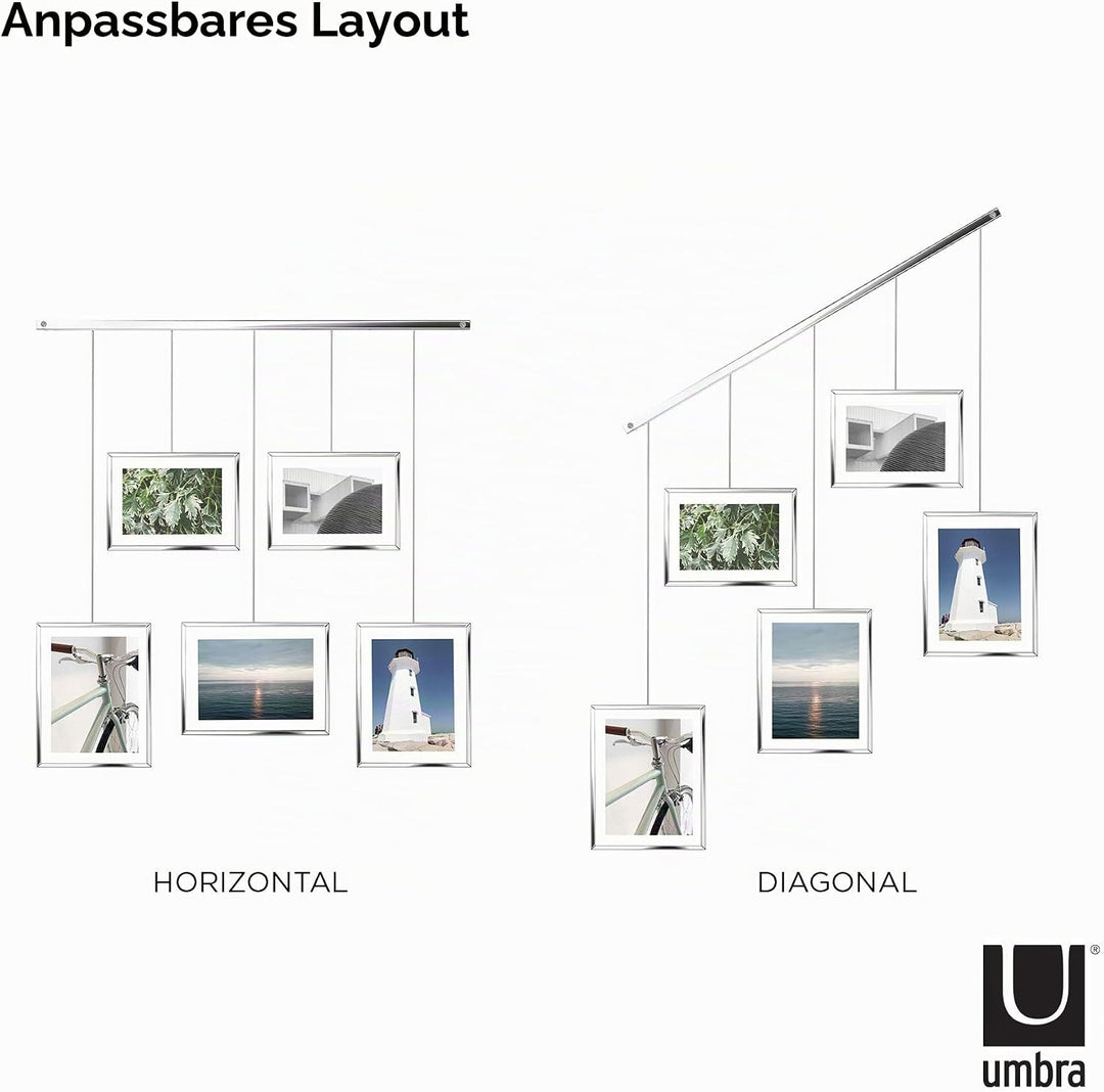 Umbra Exhibit Foto Collage Bilderrahmen – Flexibles Bilderrahmen-Set zur Horizontalen und Diagonalen