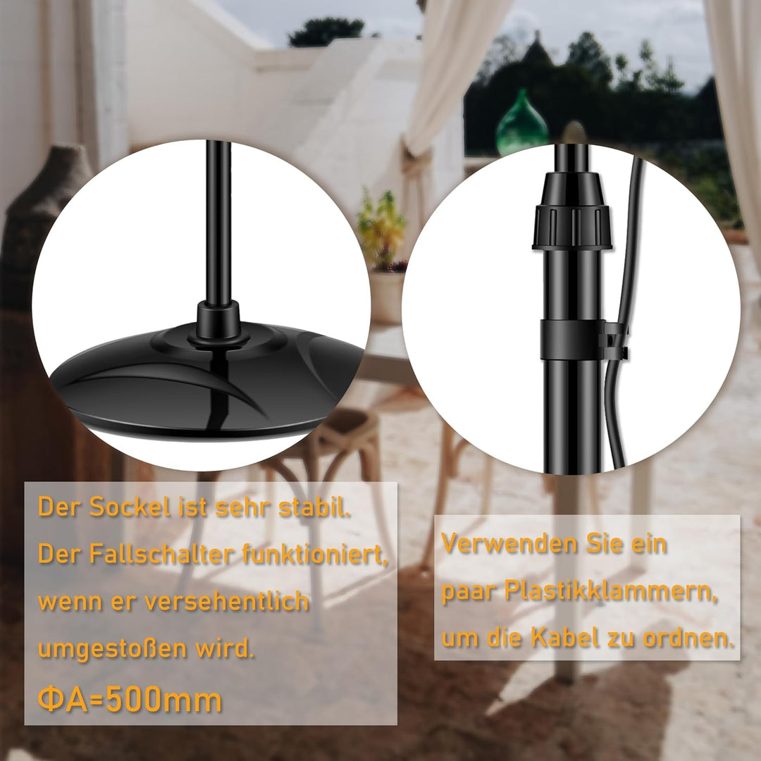 DONYER POWER 2KW Elektrischer Quarz-Garten-Terrassenheizer Wasserdicht Freistehend im Freien