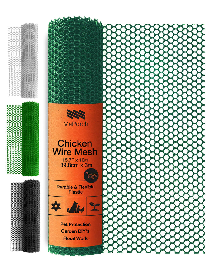 MaPorch Kunststoff-Maschendrahtzaun (Hunter Green, 38cm x 304cm) - Weidezaun - Drahtzaun - Drahtgefl
