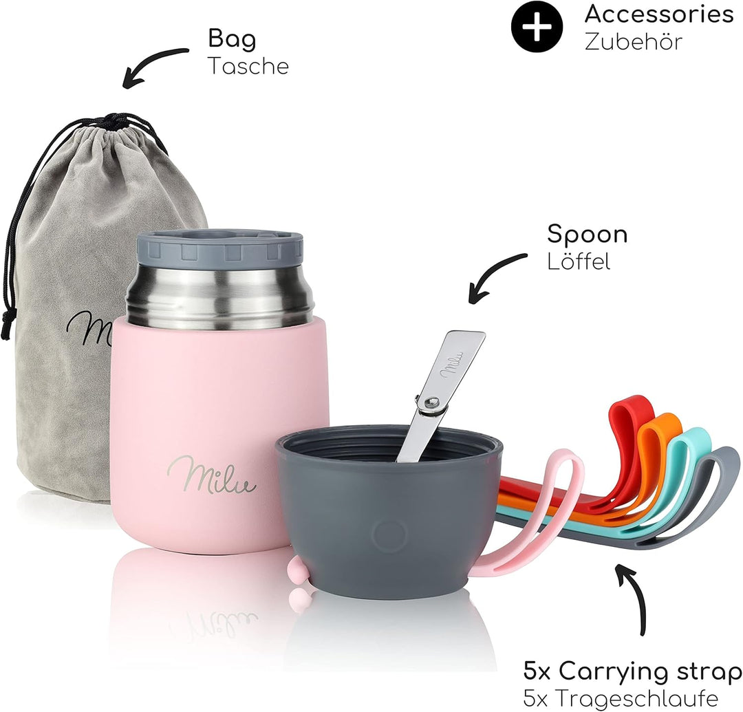 Milu® Thermobehälter 450, 650ml | Edelstahl Warmhaltebehälter | Essensbehälter | Speisegefäss Babyna