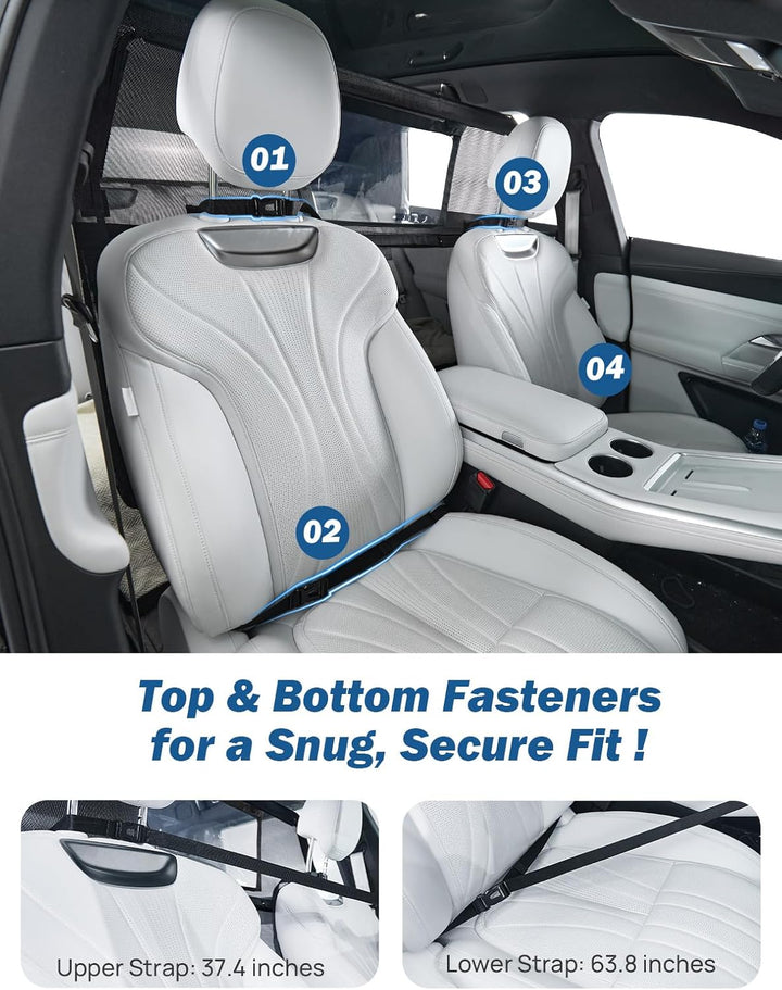 JOYTUTUS Hundegitter Auto, Schutznetz Barriere Trennnetz, mit Sichtfenster, Universal Hunde Trenngit