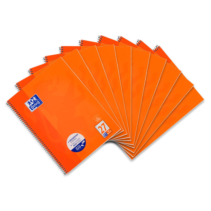 Oxford Collegeblock A4 liniert, mit Doppelrand, 80 Blatt, orange, 10 Stück, 10 Stück