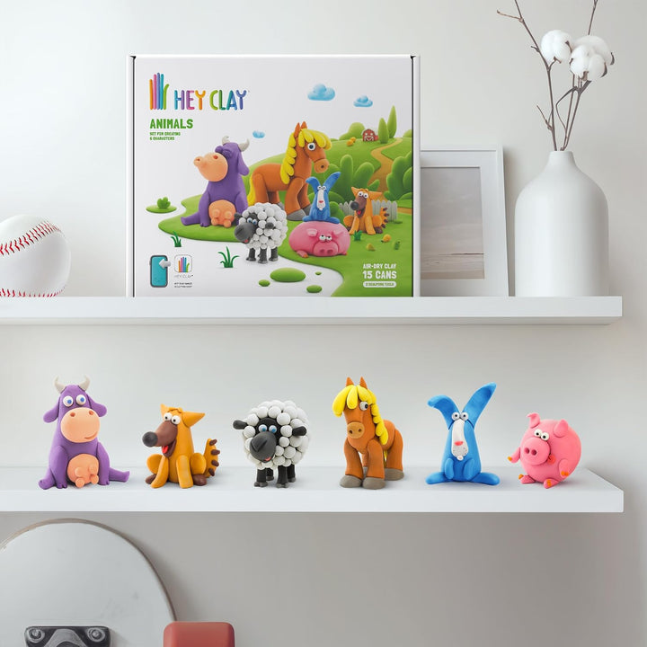 HEY CLAY - 15 Dosen lufttrocknende Knete für Kinder ab 3 Jahren - Kreatives Bastelset - Modelliermas