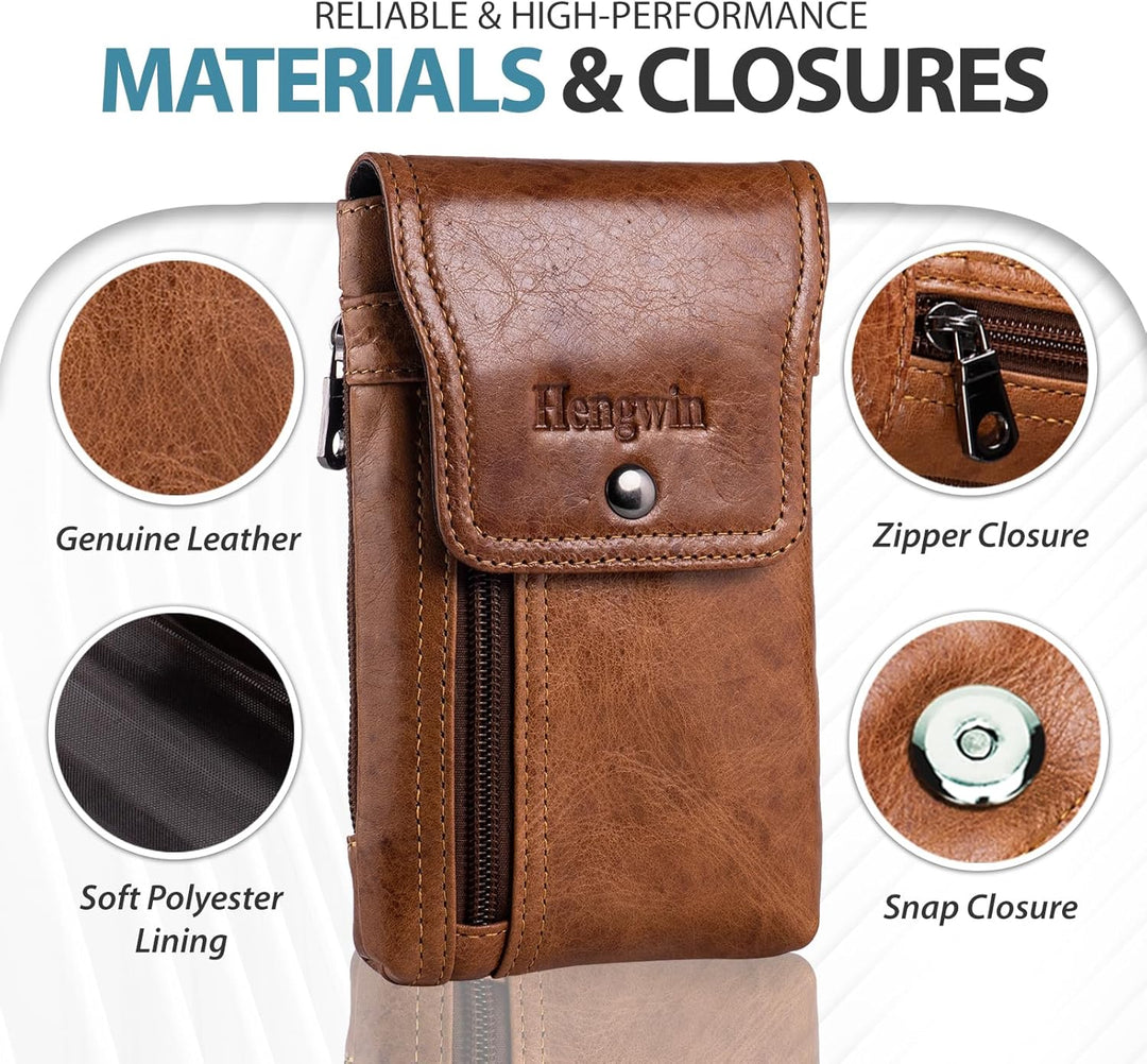 Hengwin Leder Handy Gürteltasche Herren für iPhone 15 14 13 12 11 Pro Max, Handyhalterung Gürtel Han