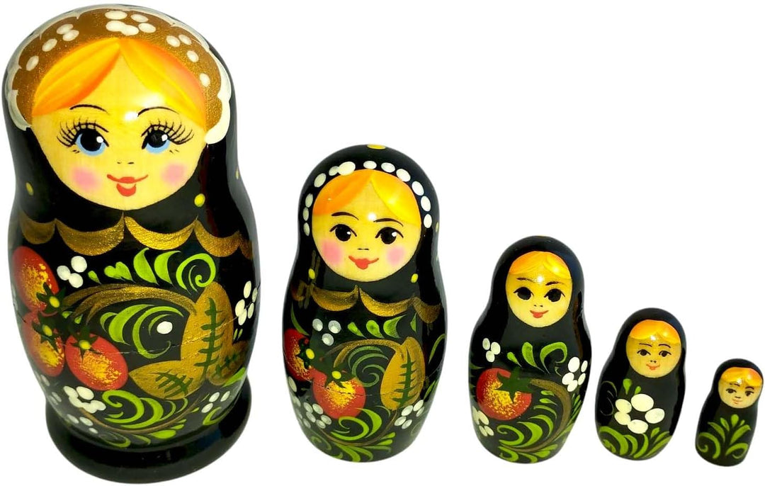 Hohlama Rossijanotschka Matrjoschka Matröschka Matroschka Babuschka 11cm Höhe - 5 Holz-Puppen - Vers