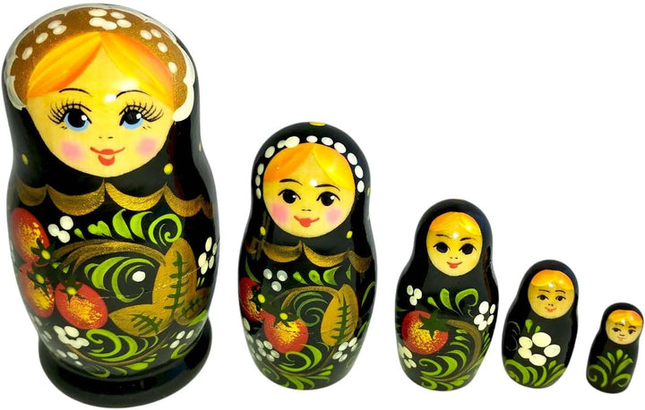 Hohlama Rossijanotschka Matrjoschka Matröschka Matroschka Babuschka 11cm Höhe - 5 Holz-Puppen - Vers