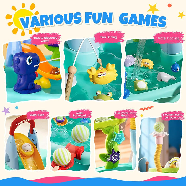 Wasserspieltisch Kinder Angelspiel, elektrischer Wasserumlauf Blau | Realistisches Spielzeugzubehör