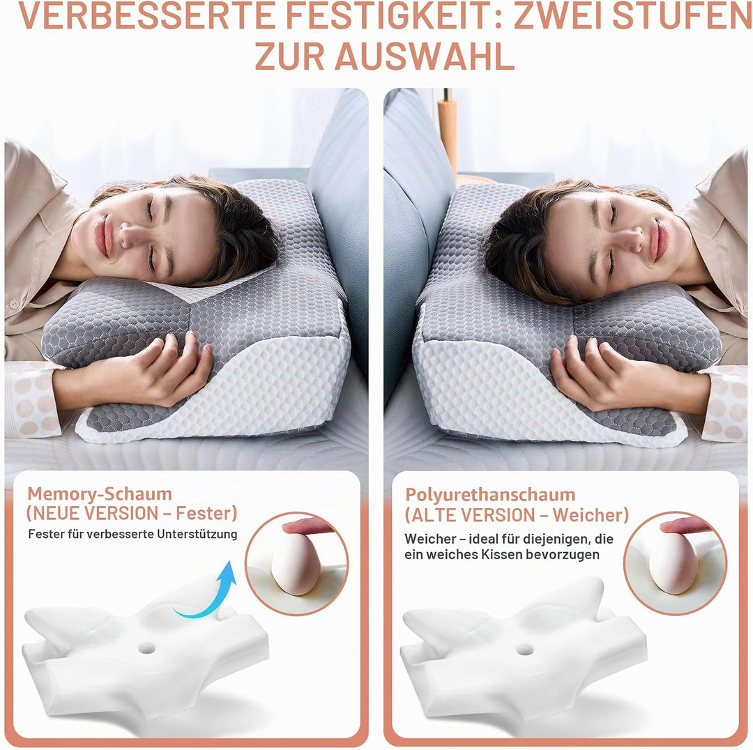 Elviros Orthopädisches Nackenkissen aus Memory Foam, Ergonomisches Kopfkissen Nackenschmerzen, für R