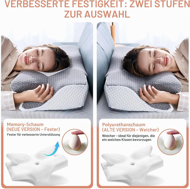 Elviros Orthopädisches Nackenkissen aus Memory Foam, Ergonomisches Kopfkissen Nackenschmerzen, für R