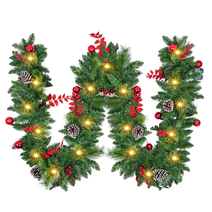 Weihnachtsgirlande mit Beleuchtung, 2.7M Girlande Weihnachten Batteriebetrieben, 30 LED & Timer, was