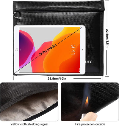 Faraday Tasche für Handys, Hodufy Tablet Tasche, Signal Isolation Feuerfester Schild Käfig Tracking,