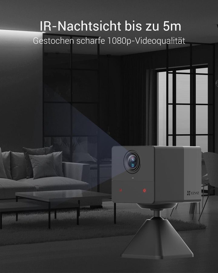 EZVIZ Akku Überwachungskamera, 1080p kabellose WLAN IP Kamera mit PIR Bewegungserkennung und IR Nach