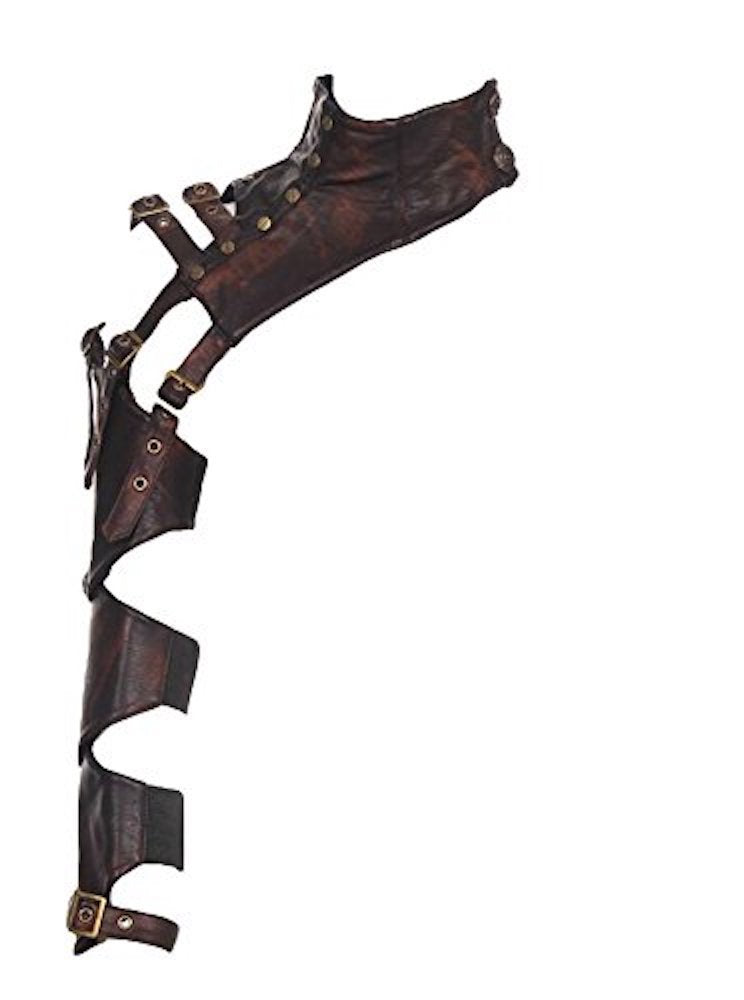 RQ-BL Steampunk EINSEITIGE ARMSTULPE Kunstleder Vintage Leder ausgefallen Damen Rüstung, Grösse:L, L