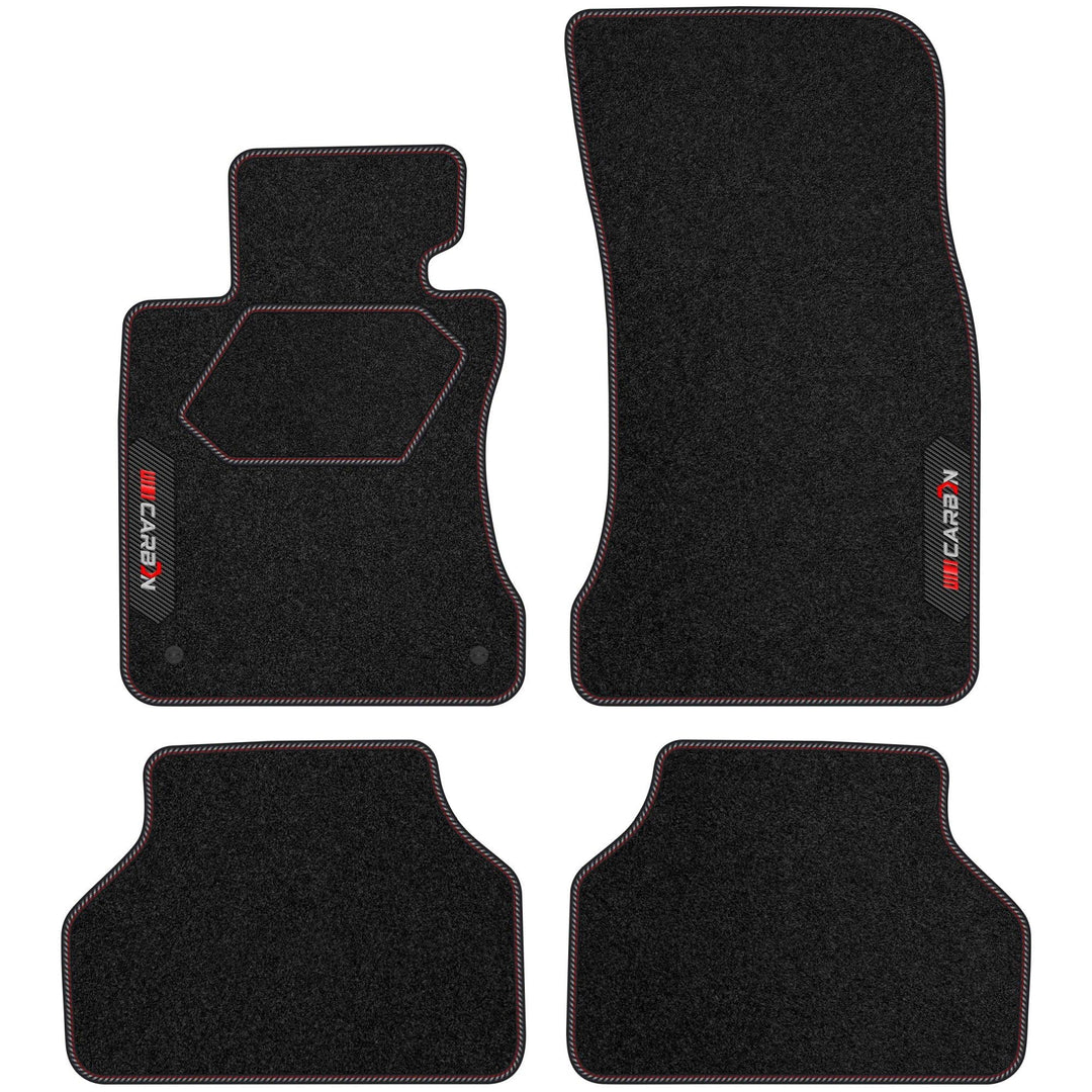 MOTOS Personalisierte Velours-Fussmatten Carbon Series passend für BMW 5er E60 2003-2010 - Premium,