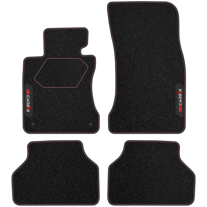 MOTOS Personalisierte Velours-Fussmatten Carbon Series passend für BMW 5er E60 2003-2010 - Premium,