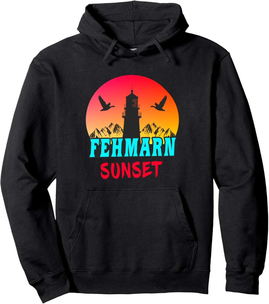 Fehmarn Leuchtturm Sunset Design / Geschenk Pullover Hoodie