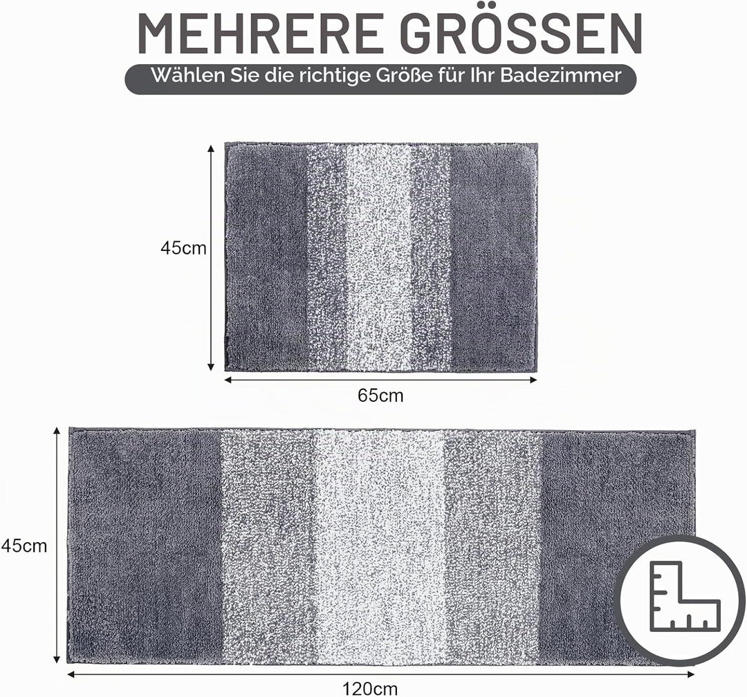Enyhom Mikrofaser Badteppich Set 2 Teilig Grau rutschfeste Saugfähig Weiche Badematte Toilettenmatte