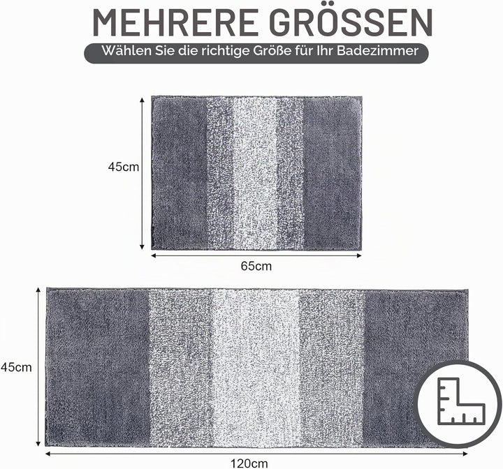 Enyhom Mikrofaser Badteppich Set 2 Teilig Grau rutschfeste Saugfähig Weiche Badematte Toilettenmatte