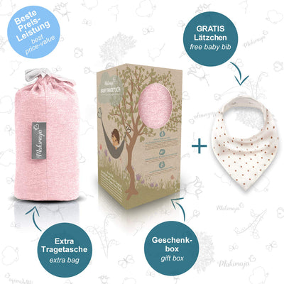 Babytragetuch aus 100% Baumwolle - Rosa – hochwertiges Baby-Tragetuch für Neugeborene und Babys bis