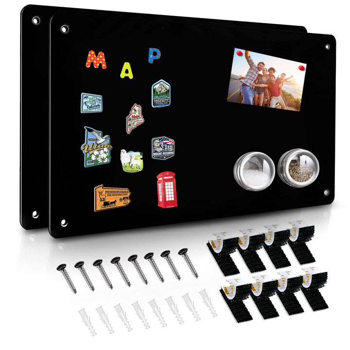 2 schwarze Magnettafel, 44,5 x 29 cm, Magnet-Pinnwand zum Präsentieren von magnetischen Notizen, Poe