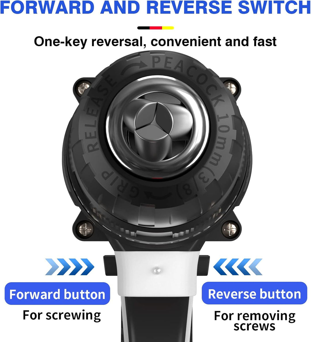 21V Akku-Bohrschrauber Akkubohrer Akkuschrauber Set mit 1,5Ah Akku, LED Arbeitslicht, 2-Gang, 45Nm,