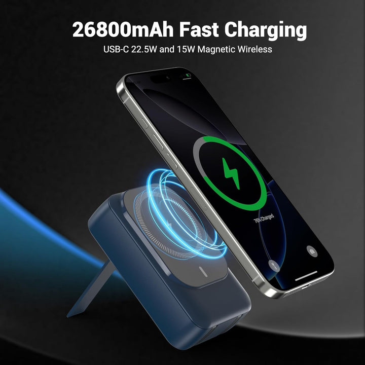 Magnetische Wireless Powerbank 26800mAh, Power Bank für Magsafe mit Eingebauten Kabeln, 5 Ausgänge P