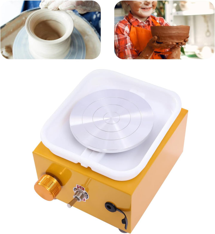 JINPRDAMZ 24W Töpferscheibe Elektrisch Mini 13x15cm, Gelb Electric Pottery Wheel 10 cm Turntable, Ce