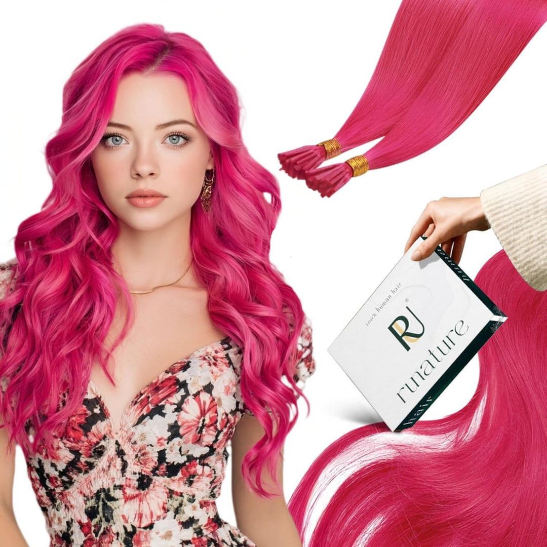 RUNATURE Bonding Extensions Echthaar Rosa Hot Pink I Tip Echthaar Extensions Rosa Bonding Keratin Ha