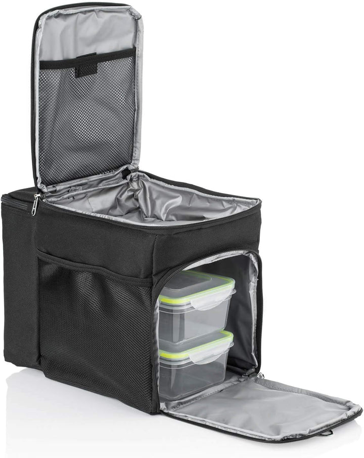 Dimono® Kühltasche 15L mit 3 Brotzeitdosen; Picknick-Tasche mit 3 Meal Prep Launchbox Dosen + Deckel