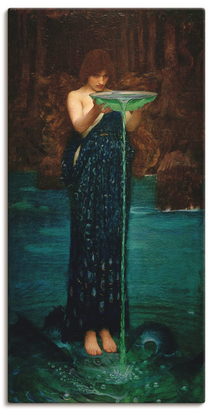 ARTland Leinwandbilder Wandbild Bild auf Leinwand 50x100 cm Wanddeko Frau See Schale Wasser Gift Ovi