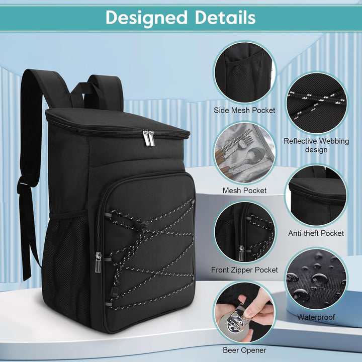Kühlrucksack 23L, Gross Kühltasche Rucksack Isolierte Lunchtasche Picknickrucksack für Männer Frauen