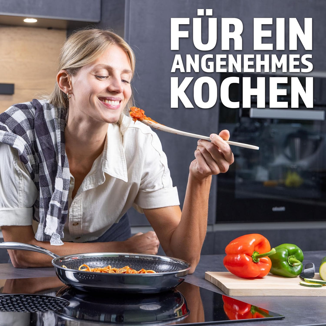 STEFFS® BRATPFANNE mit Waben 24 cm kratzfeste Antihaft Beschichtung - Pfanne alle Herdarten einfache