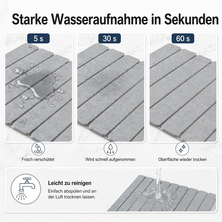 Diatomit Abtropfmatte 60 x 39 cm - faltbare Kieselgur Abtropfmatte Geschirr rutschfest und schnelltr