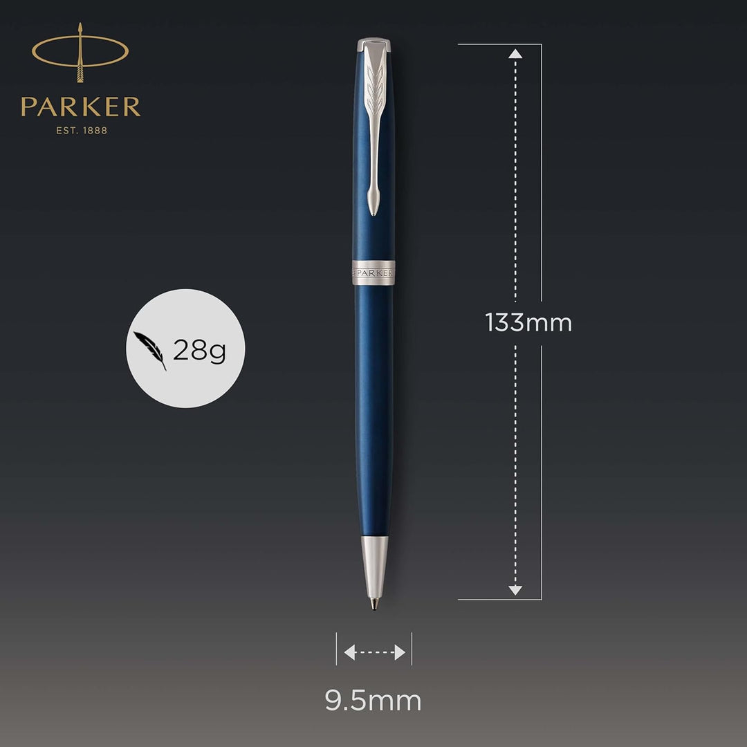 Parker Sonnet Kugelschreiber | Blaue Lackierung | Mittlere Spitze | schwarze Tinte | Geschenkbox Bla