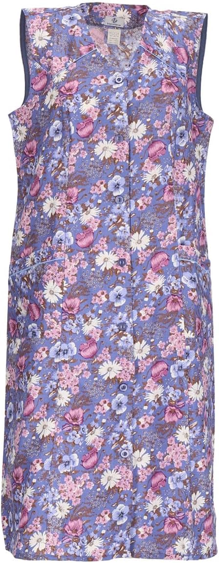 Knopfkittel Baumwolle bunt Kochschürze Hauskleid Kittel Schürze ohne Arm 38 Hellblau, 38 Hellblau